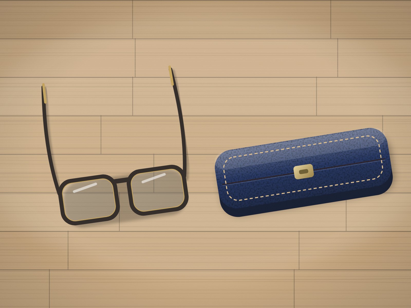 Glasses with a navy case